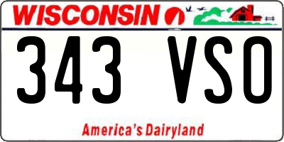 WI license plate 343VSO