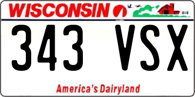 WI license plate 343VSX