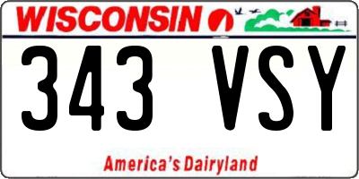WI license plate 343VSY
