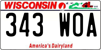 WI license plate 343WOA