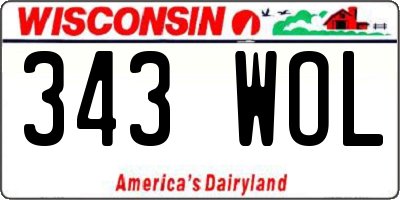 WI license plate 343WOL