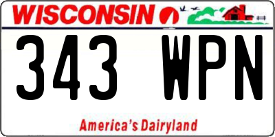 WI license plate 343WPN