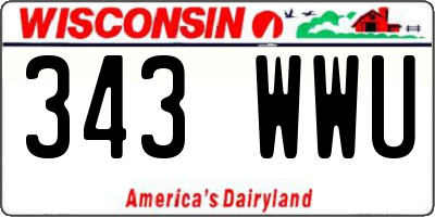 WI license plate 343WWU