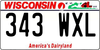 WI license plate 343WXL