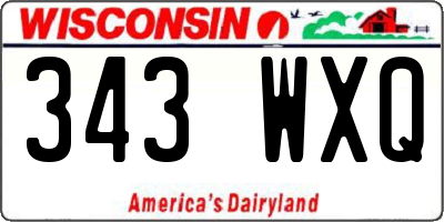 WI license plate 343WXQ