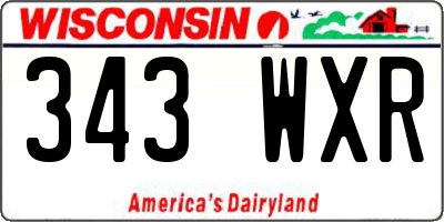 WI license plate 343WXR