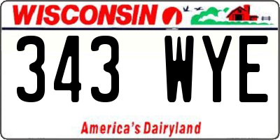 WI license plate 343WYE