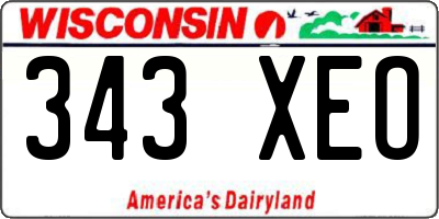 WI license plate 343XEO