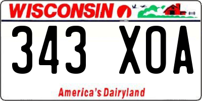 WI license plate 343XOA