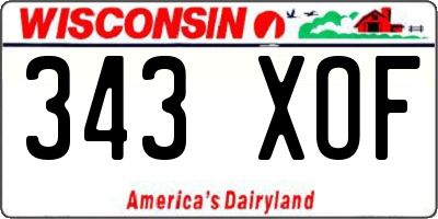 WI license plate 343XOF