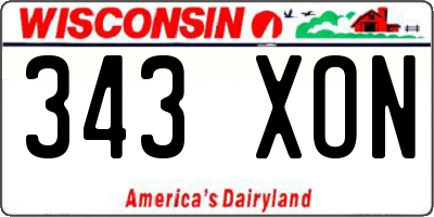 WI license plate 343XON