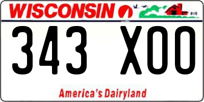 WI license plate 343XOO