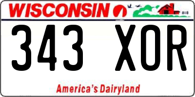 WI license plate 343XOR
