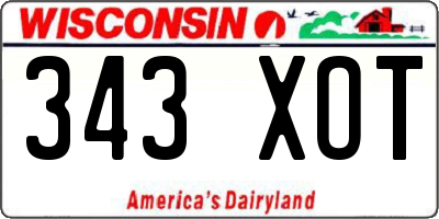 WI license plate 343XOT