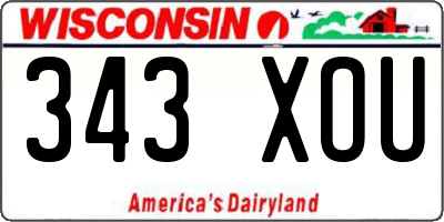 WI license plate 343XOU