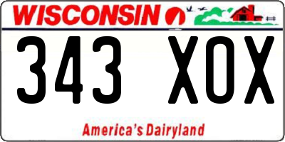 WI license plate 343XOX