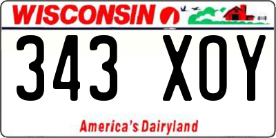 WI license plate 343XOY