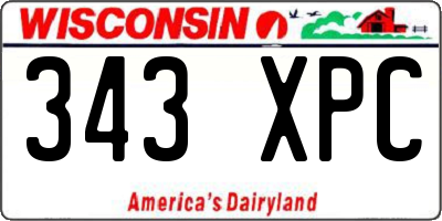 WI license plate 343XPC