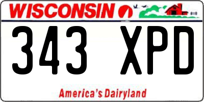 WI license plate 343XPD