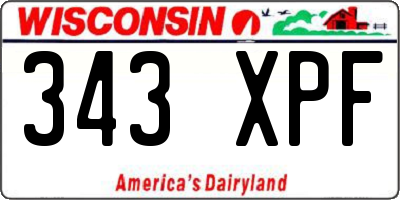 WI license plate 343XPF