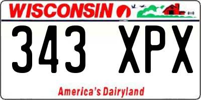 WI license plate 343XPX