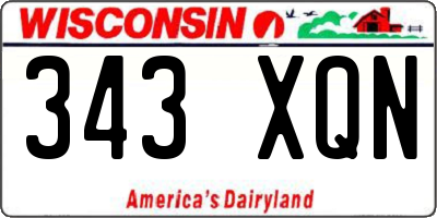 WI license plate 343XQN