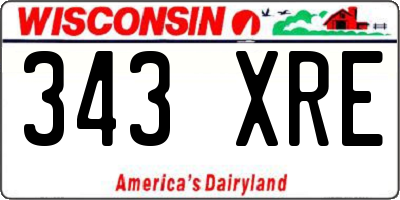 WI license plate 343XRE