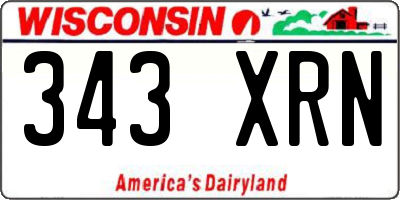 WI license plate 343XRN