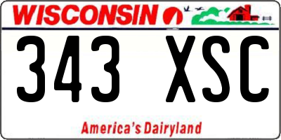 WI license plate 343XSC