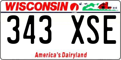WI license plate 343XSE