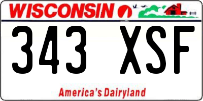 WI license plate 343XSF
