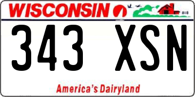 WI license plate 343XSN