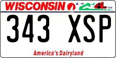 WI license plate 343XSP