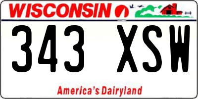 WI license plate 343XSW