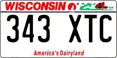 WI license plate 343XTC
