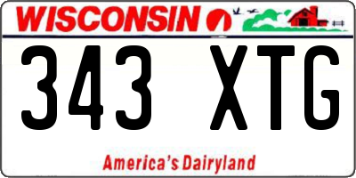 WI license plate 343XTG