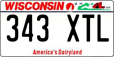 WI license plate 343XTL
