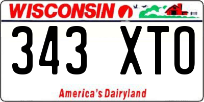 WI license plate 343XTO