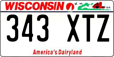 WI license plate 343XTZ