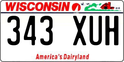 WI license plate 343XUH