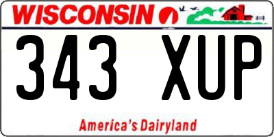 WI license plate 343XUP