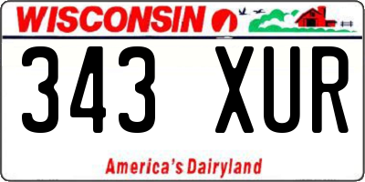 WI license plate 343XUR