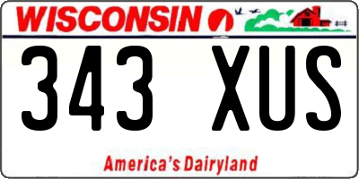 WI license plate 343XUS