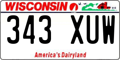 WI license plate 343XUW