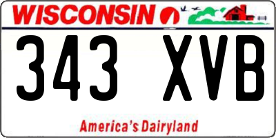 WI license plate 343XVB