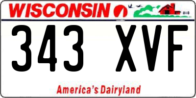 WI license plate 343XVF