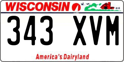 WI license plate 343XVM