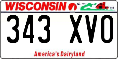 WI license plate 343XVO