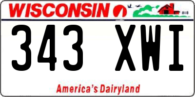 WI license plate 343XWI
