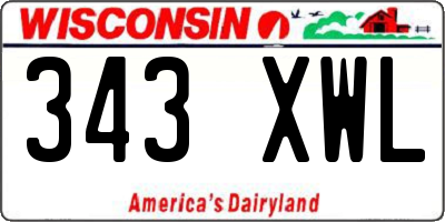 WI license plate 343XWL